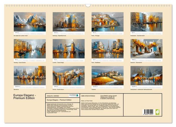 Produktbild: Europa Eleganz - Premium Edition (Wandkalender 2027 DIN A2 quer), CALVENDO Monatskalender