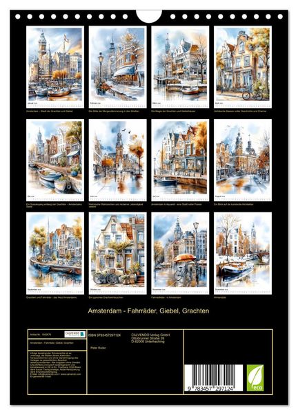 Produktbild: Amsterdam - Fahrr&auml;der, Giebel, Grachten (Wandkalender 2026 DIN A4 hoch), CALVENDO Monatskalender