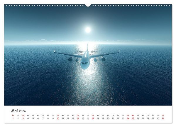 Produktbild: Flugzeugkalender - Die sch&ouml;nsten Passagiermaschinen (Wandkalender 2026 DIN A2 quer), CALVENDO Monatskalender