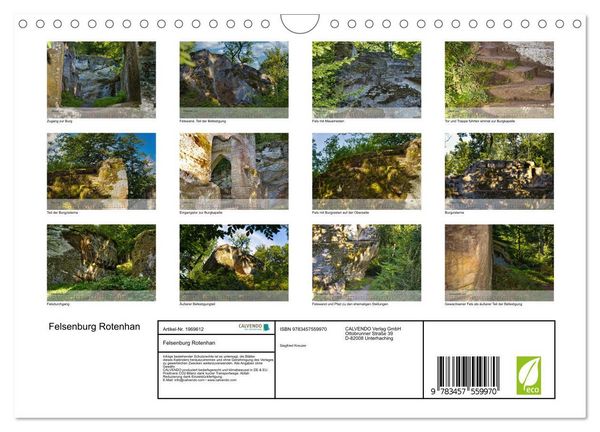 Produktbild: Felsenburg Rotenhan (Wandkalender 2026 DIN A4 quer), CALVENDO Monatskalender