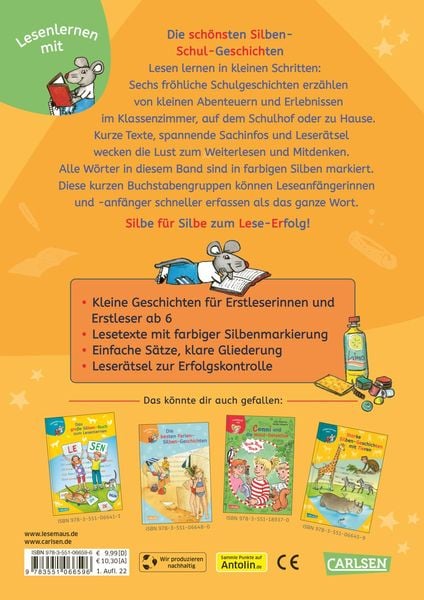 Produktbild: LESEMAUS zum Lesenlernen Sammelbände: 6er Sammelband: Die schönsten Silben-Schul-Geschichten