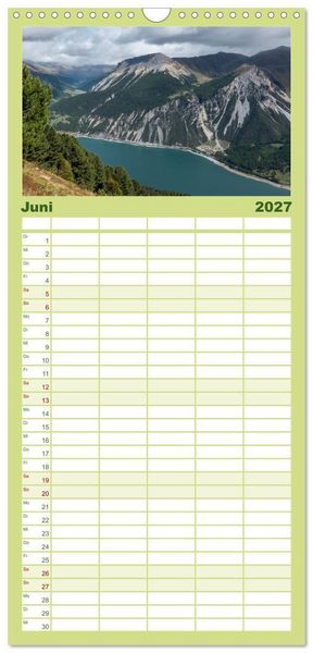 Produktbild: Familienplaner 2027 - Der Reschensee - ein Panormanen-Abenteuer mit 5 Spalten (Wandkalender, 21 x 45 cm) CALVENDO