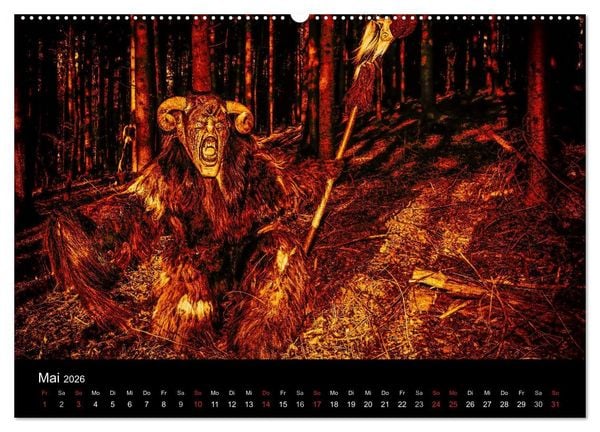 Produktbild: Perchten und Krampusse im Voralpenland (hochwertiger Premium Wandkalender 2026 DIN A2 quer), Kunstdruck in Hochglanz