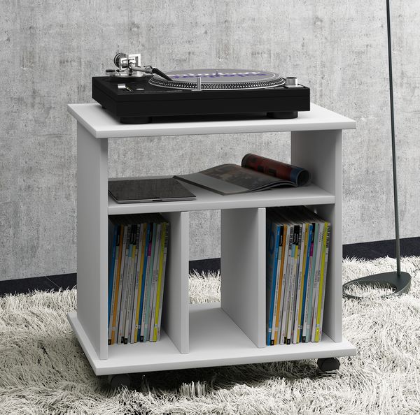 Produktbild: Holz Schallplatten LP Regal Rollen Retal