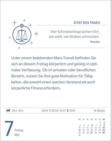 Produktbild: Waage Sternzeichenkalender 2027 - Tagesabrei&szlig;kalender - Ihr Horoskop f&uuml;r jeden Tag