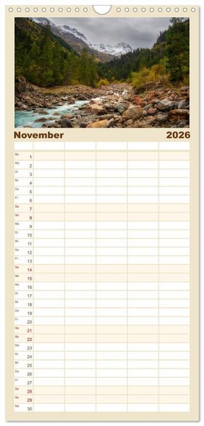 Produktbild: Familienplaner 2026 - Flusswelt Schweiz mit 5 Spalten (Wandkalender, 21 x 45 cm) CALVENDO