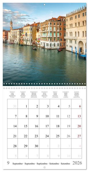 Produktbild: Lieux romantiques &agrave; Venise (Calendrier mural carr&eacute; 2026 30x30 cm) Calendrier double avec une page pour vos prises de notes