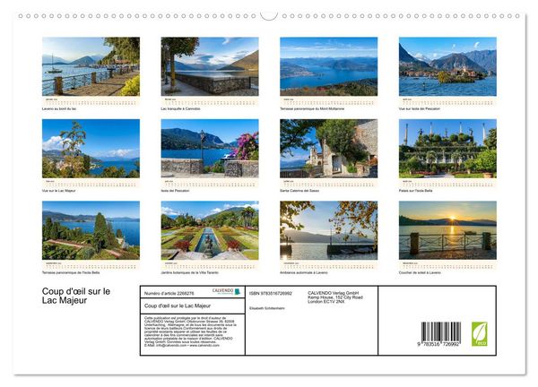 Produktbild: Coup d'&oelig;il sur le Lac Majeur (Calendrier mural 2026 DIN A2 vertical) calendrier de bureau
