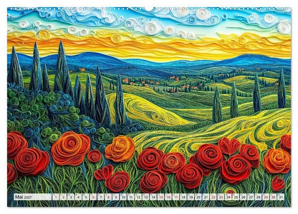 Produktbild: Quilling Landschaften - Papierkunst zwischen Himmel und Erde (Wandkalender 2027 DIN A2 quer), CALVENDO Monatskalender