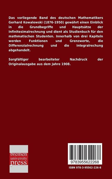 Produktbild: Einf&uuml;hrung in die Infinitesimalrechnung mit einer historischen &Uuml;bersicht