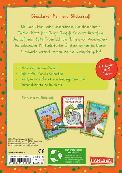 Produktbild: Mein Malblock: Dinosaurier