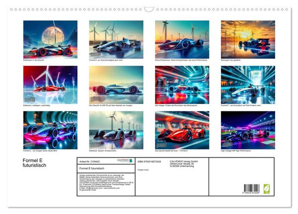 Produktbild: Formel E futuristisch (Wandkalender 2026 DIN A2 quer), CALVENDO Monatskalender