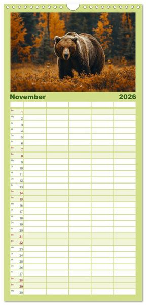 Produktbild: Familienplaner 2026 - Wildes B&auml;renland mit 5 Spalten (Wandkalender, 21 x 45 cm) CALVENDO