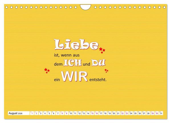 Produktbild: Zitate und Spr&uuml;che In Sachen LIEBE (Wandkalender 2026 DIN A4 quer), CALVENDO Monatskalender