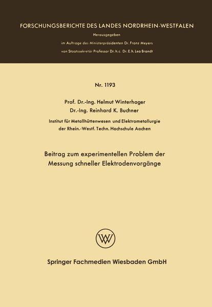 Produktbild: Beitrag zum experimentellen Problem der Messung schneller Elektrodenvorg&auml;nge
