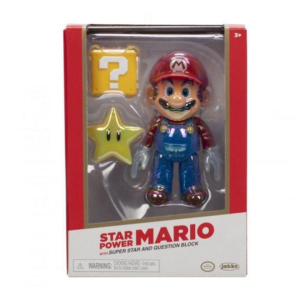 Nintendo Super Mario Figur Mario w/ Star in Sammlerbox, 10 cm