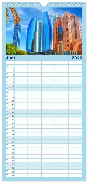 Produktbild: Familienplaner 2026 - Abu Dhabi - Bezaubernde Metropole mit 5 Spalten (Wandkalender, 21 x 45 cm) CALVENDO