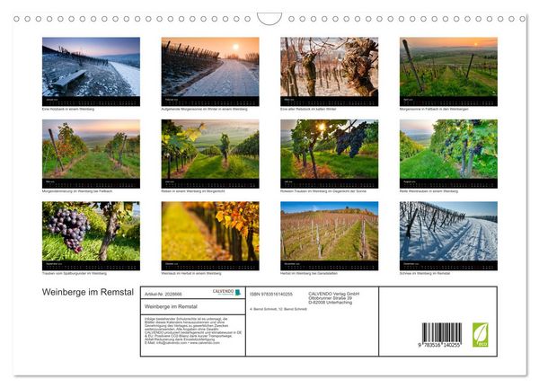 Produktbild: Weinberge im Remstal (Wandkalender 2026 DIN A3 quer), CALVENDO Monatskalender