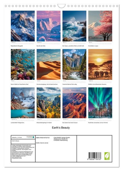 Produktbild: Earth&rsquo;s Beauty (Wandkalender 2026 DIN A3 hoch), CALVENDO Monatskalender