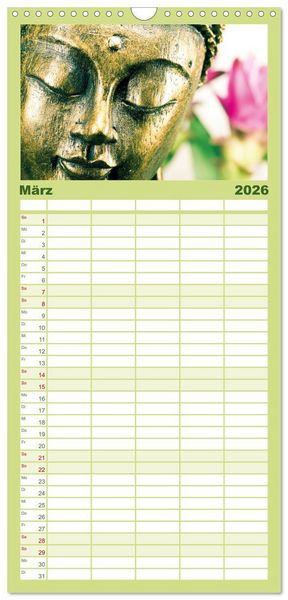 Produktbild: Familienplaner 2026 - Natur-Meditationen &ndash; Nimm Dir Zeit mit 5 Spalten (Wandkalender, 21 x 45 cm) CALVENDO