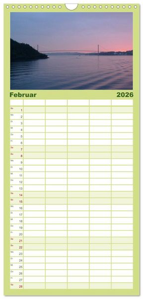 Produktbild: Familienplaner 2026 - Impressionen von Norwegen entlang der Hurtigruten mit 5 Spalten (Wandkalender, 21 x 45 cm) CALVENDO