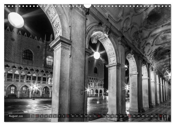 Produktbild: Leuchtendes Venedig &hellip;in monochrom (Wandkalender 2026 DIN A3 quer), CALVENDO Monatskalender