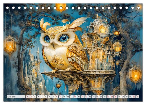 Produktbild: Magische Wesen im Zauberland - Fantasie-Tiere im Steampunk-Kalender (Tischkalender 2026 DIN A5 quer), CALVENDO Monatskalender