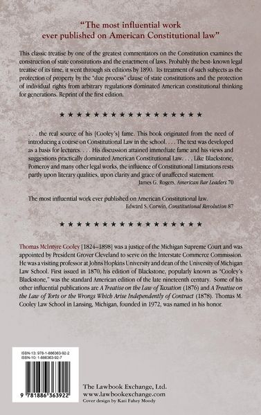 Produktbild: A Treatise on the Constitutional Limitations Which Rest Upon the Legislative Power of the States of the American Union. (First Ed.)