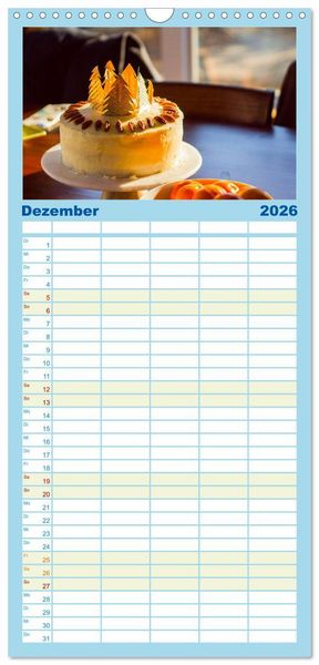 Produktbild: Familienplaner 2026 - K&ouml;stliche Kuchen mit 5 Spalten (Wandkalender, 21 x 45 cm) CALVENDO