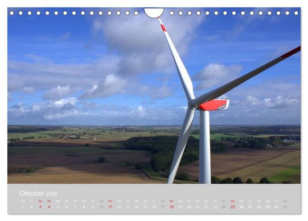 Produktbild: Windkraftanlagen aus der Luft fotografiert (Wandkalender 2026 DIN A4 quer), CALVENDO Monatskalender