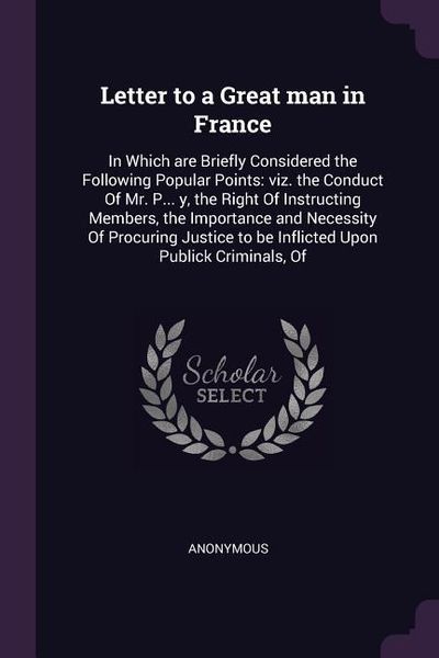 Produktbild: Letter to a Great man in France
