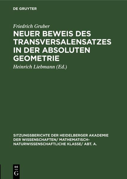 Produktbild: Neuer Beweis des Transversalensatzes in der absoluten Geometrie