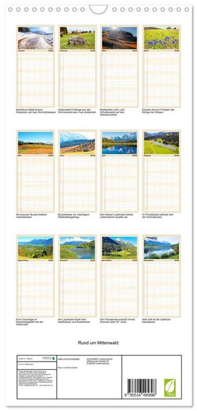 Produktbild: Familienplaner 2026 - Rund um Mittenwald mit 5 Spalten (Wandkalender, 21 x 45 cm) CALVENDO