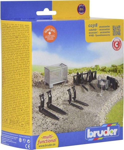 Produktbild: Bruder Profi-Serie Gitterpalette, Seilwinde und Frontladergabeln