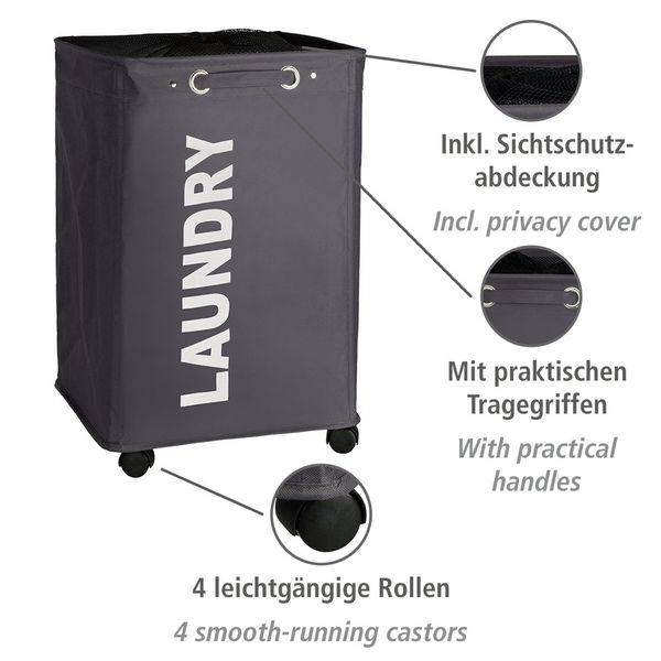Produktbild: W&auml;schesammler Mod. Quadro Grau, Fassungsverm&ouml;gen: 79 Liter