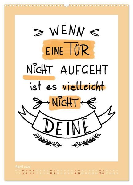 Produktbild: Nachgedacht-Spr&uuml;che und Zitate (Wandkalender 2026 DIN A2 hoch), CALVENDO Monatskalender