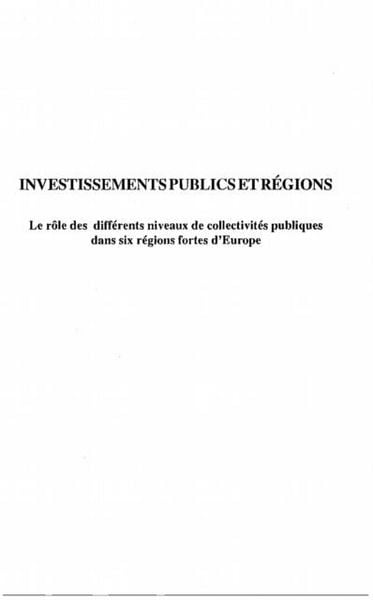 Produktbild: Investissements publics et regions
