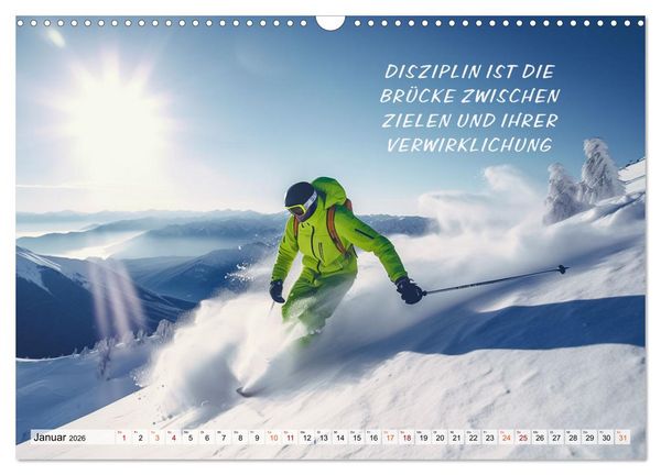 Produktbild: Motivation und Ski (Wandkalender 2026 DIN A3 quer), CALVENDO Monatskalender