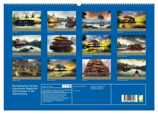 Produktbild: Romantische Fantasy Hausboote Magische Stimmungen in der D&auml;mmerung (hochwertiger Premium Wandkalender 2026 DIN A2 quer), Kunstdruck in Hochglanz