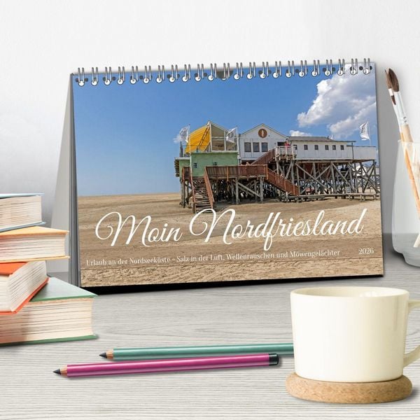 Produktbild: Moin Nordfriesland - Urlaub an der Nordseek&uuml;ste (Tischkalender 2026 DIN A5 quer), CALVENDO Monatskalender
