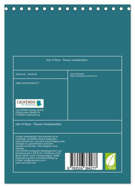 Produktbild: Isle of Skye - Raues Inselparadies (Tischkalender 2026 DIN A5 hoch), CALVENDO Monatskalender