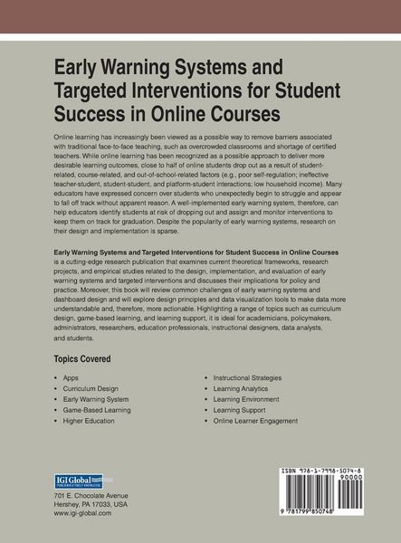 Produktbild: Early Warning Systems and Targeted Interventions for Student Success in Online Courses