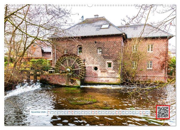 Produktbild: Wasserm&uuml;hlen Panorama Niederrhein Br&uuml;ggen-Wegberg (hochwertiger Premium Wandkalender 2026 DIN A2 quer), Kunstdruck in Hochglanz