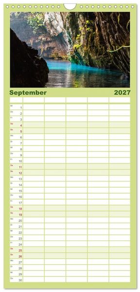 Produktbild: Familienplaner 2027 - Zakynthos und Kefalonia Trauminseln im Ionischen Meer mit 5 Spalten (Wandkalender, 21 x 45 cm) CALVENDO