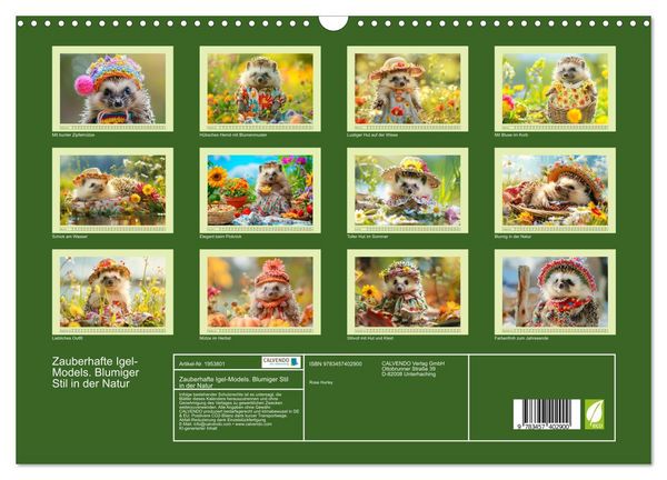 Produktbild: Zauberhafte Igel-Models. Blumiger Stil in der Natur (Wandkalender 2026 DIN A3 quer), CALVENDO Monatskalender
