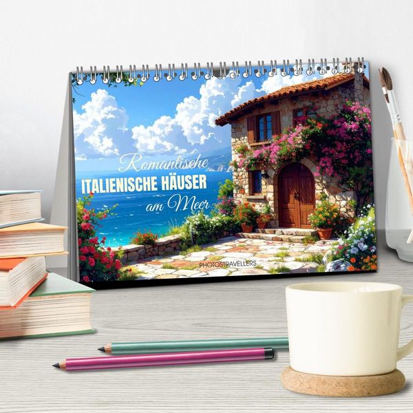 Produktbild: Romantische italienische H&auml;user am Meer (Tischkalender 2027 DIN A5 quer), CALVENDO Monatskalender