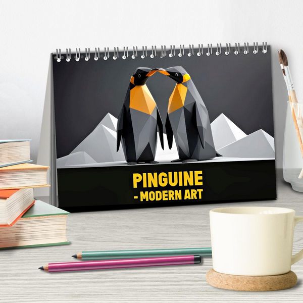 Produktbild: PINGUINE - modern Art (Tischkalender 2026 DIN A5 quer), CALVENDO Monatskalender