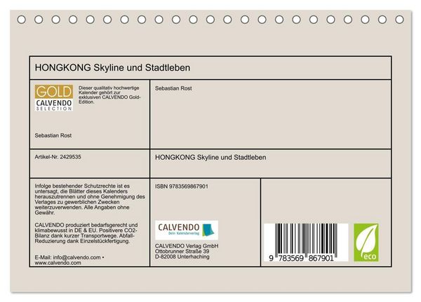 Produktbild: HONGKONG Skyline und Stadtleben (Tischkalender 2027 DIN A5 quer), CALVENDO Monatskalender