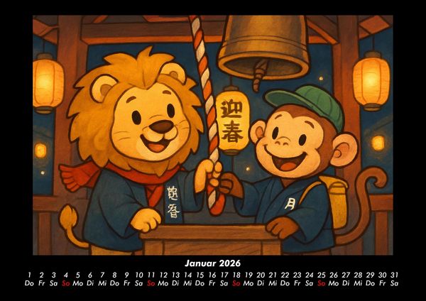 Produktbild: Buschi & Milo - Reise durch Japan 2026 Fotokalender DIN A3
