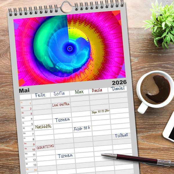 Produktbild: Familienplaner 2026 - Energie-Spiralen mit 5 Spalten (Wandkalender, 21 x 45 cm) CALVENDO